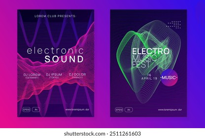 Discotheque Event. Sound Concert Graphic. Pink Edm Poster. Festival Vector. Blue Dj Design. Psychedelic Audio Illustration. Night Club Flyer. Violet Discotheque Event