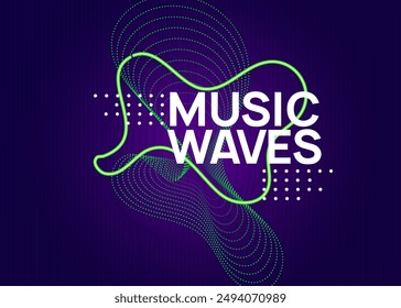 Discotheque Event. Soundwave Radio Invitation. Trance Vector. Pink Night Club Poster. Dance Electro Element. Green Dj Banner. Party Background. Blue Discotheque Event