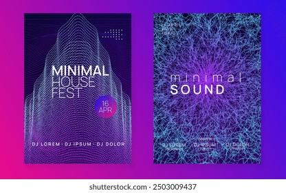 Discotheque Flyer. Blue Night Club Poster. Concert Vector. Nightclub Disco Invitation. Dj Event. Party Festival Template. Pink Edm Set. Violet Discotheque Flyer