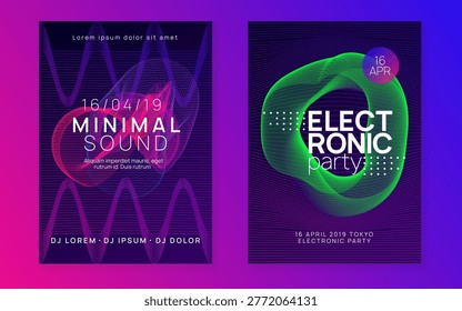 Discotheque Flyer. Electro Invite. Pink Techno Event. Violet Night Club Banner. Psychedelic Radio Invitation. Dance Trance Graphic. Party Magazine. Blue Discotheque Flyer