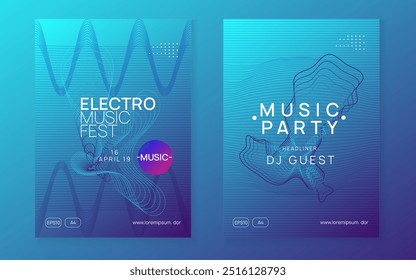 Discotheque Flyer. Electronic Audio Illustration. Techno Electro Element. Concert Cover. Green Party Set. Pink Fest Magazine. Sound Banner. Violet Discotheque Flyer