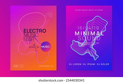 Discotheque Flyer. Night Club Electro Element. Nightclub Radio Illustration. Green Dance Banner. Concert Vector. Fest Poster. Pink Party Background. Violet Discotheque Flyer