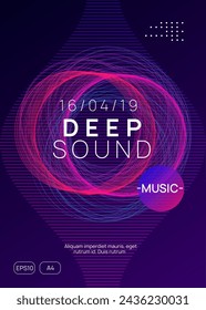 Discotheque Flyer. Pink Dj Design. Psychedelic Radio Illustration. Green Night Club Set. Techno Concert Element. Sound Background. Trance Invite. Blue Discotheque Flyer