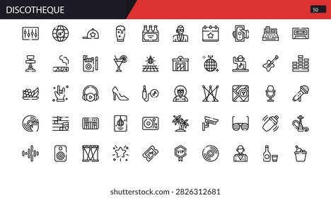 Discotheque Icon Set Vector Line Illustration Collection