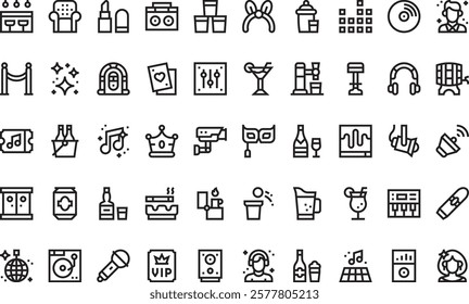 Discotheque icons High-Quality Vector Icons Collection with Editable Stroke. Ideal for Professional and Creative Projects.