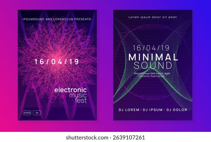 Discotheque Magazine. Fest Trance Template. Green Edm Flyer. Party Background. Violet Techno Banner. Concert Cover. Psychedelic Beat Illustration. Pink Discotheque Magazine