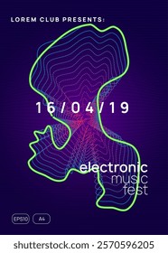 Discotheque Magazine. Soundwave Beat Illustration. Pink Edm Poster. Festival Vector. Blue Dj Set. Techno Banner. Fest Concert Element. Violet Discotheque Magazine