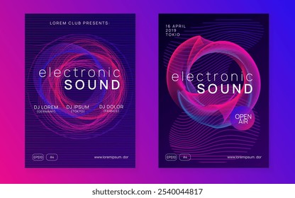 Discotheque Magazine. Violet Night Club Design. Psychedelic Disco Invitation. Music Background. Blue Techno Set. Electro Invite. Edm Concert Template. Green Discotheque Magazine