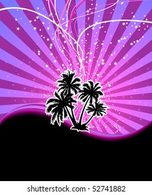 Discotheque night palm banner. Vector illustration