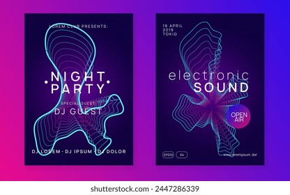In: Discothek Poster. In: Psychedelic Disco Invitation. In: Night Club Electro Graphic. Trance-Vektorgrafik. Sound-Ereignis. In: Pink Techno Design. In: Blue Party Flyer. Grünes Diskothekenplakat