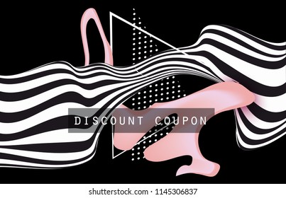 Discound coupon with abstract design elements. Vector illustration