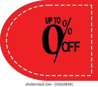 Discount 0% simple design vector. Sale of special offers red, And with a red label