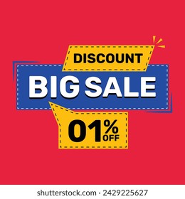 Discount up to 1 Percent off Big Sale. Banner template design Vector illustration.