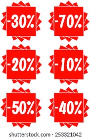 Discount 10% 20% 30% 40% 50% 70%  percent logo