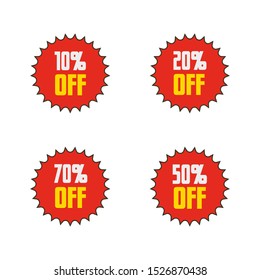 discount 10, 20, 70, 50 percent off Icon Template. Sign isolated on white background. percent sale icon Vector flat design illustration. can be used for presentations, websites, etc. vector