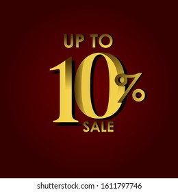 Discount up to 10% Red Gold Vector Template Design Illustration