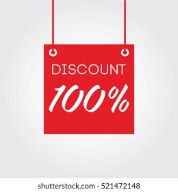 Discount 100% on board hanging red