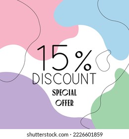 Discount up to 15% off Special Offer Vector Template Design Illustration