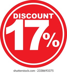 discount 17% sales vector illustration in red round and white font