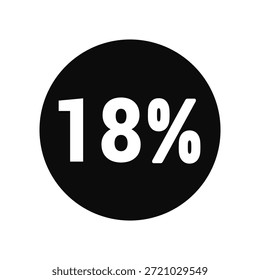 Descuento 18% Icono de Vector Negro Circle con texto blanco