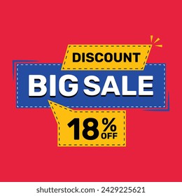 Discount up to 18 Percent off Big Sale. Banner template design Vector illustration.