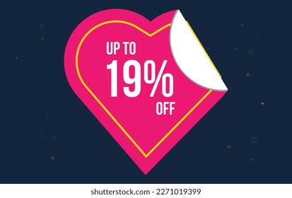 Discount up to 19% off . Special offer symbol