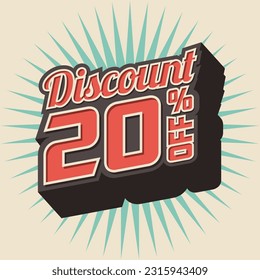 Discount 20%, 50% off, text graphic design vector Illustration 