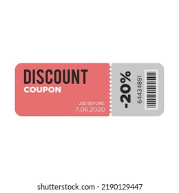 Discount 20 coupon. Voucher templates with percentage marks, QR codes, barcodes and promo codes. Can be used for special offers, sale, marketing, retail concept