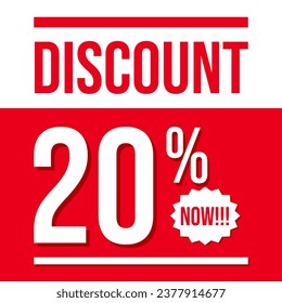 Descuento 20% Ahora, ilustración vectorial