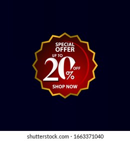 Discount up to 20% off Special Offer Shop Now Tag Label Vector Template Design Illustration