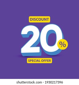 Discount up to 20% off Special Offer Label Vector Template Design Illustration