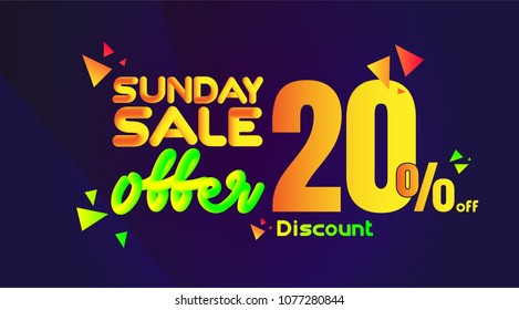 Discount 20% off Sunday offer sale vector banner -  special offer creative design layout.