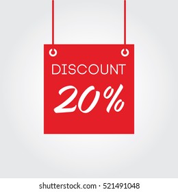 Discount 20% on board hanging red