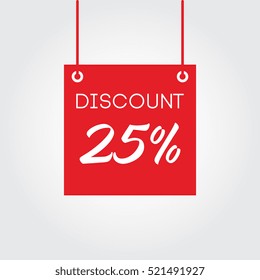 Discount 25% on board hanging red