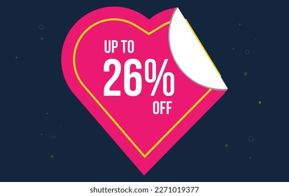 Discount up to 26% off . Special offer symbol