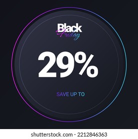 Discount 29 percent concept. Gift, bonuses and loyalty program. Advertising poster or banner for website, marketing and promotion of goods and services on Internet. Cartoon flat vector illustration