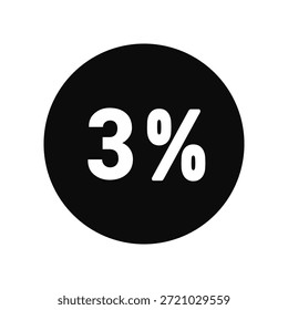 Descuento 3% Icono de Vector negro con texto blanco