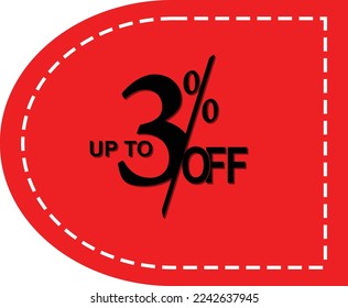 Discount 3% simple design vector. Sale of special offers red, And with a red label