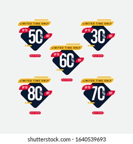 Discount up to 30% 50% 60% 70% 80% off Limited Time Only Vector Template Design Illustration