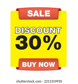 Discount 30% off with yellow background logo