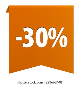 Discount 30 percent tag ribbon banner icon isolated on white background. Vector illustration