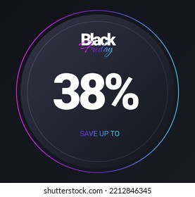 Discount 38 percent concept. Sales, promotions on Black Friday. Advertising poster or banner for website. Cashback abd loyalty program. Modern Marketing Methods. Cartoon flat vector illustration