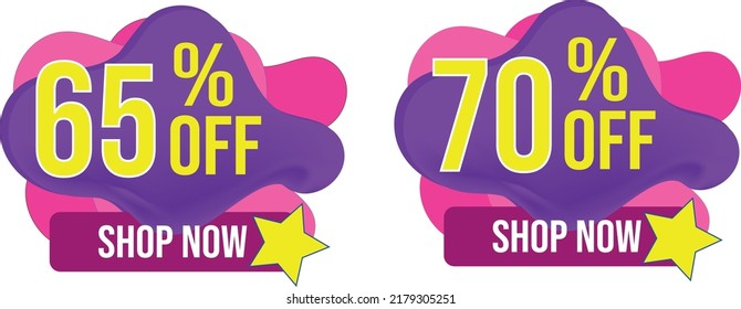 Discount 3d banner shape tags. Special offer speech bubbles. Sale coupon price tag icon. Ribbon banner with 5 and 10 percent discount offer. Sale price tag message. Promotion dialog balloon.