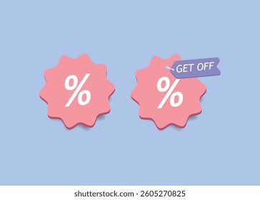 Discount 3d banner shape tags. Special offer speech bubbles. Sale coupon price tag icon. Ribbon banner with 30 percent discount offer. Sale price sticker message. Promotion dialog balloon. Vector