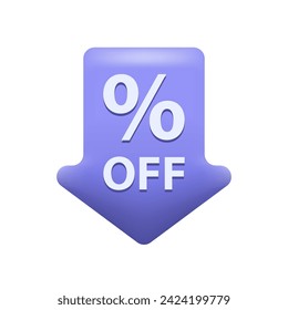Discount 3d Icon with Percent. Price Reduced Vector Illustration.  Commerce and Shopping Icon. Financial Concept.