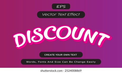 Desconto 3D Text Effect Vetor Design, Modelo de Banner de Promoção de Desconto, Desconto Poster Vetor Ilustração, Desconto Text Effect Graphic Design 