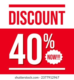Discount 40% Now, vector illustration
