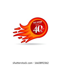 Discount up to 40% off Hot Offer Special Price Label Tag Vector Template Design Illustration