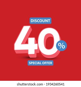 Discount up to 40% off Special Offer Label Vector Template Design Illustration