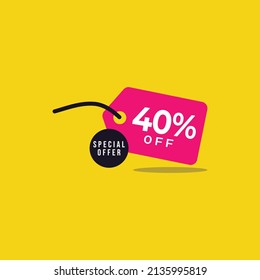 Discount up to 40% off Special Offer Vector Template Design Illustration